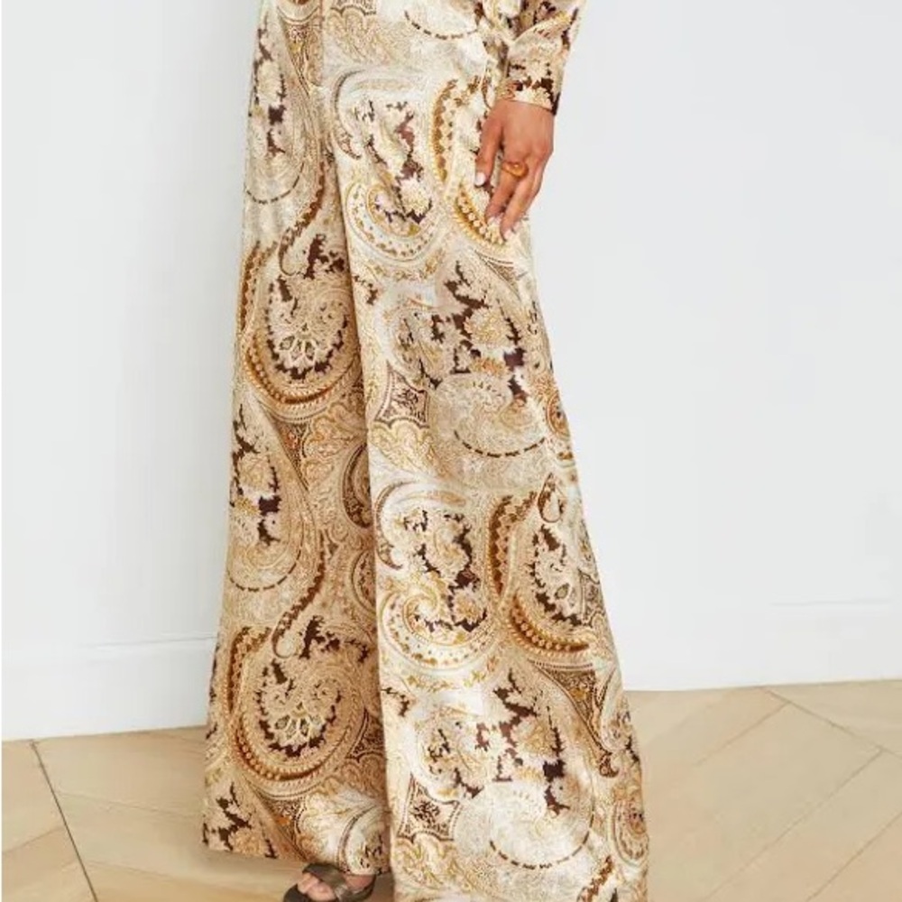 L'AGENCE Women's Pilar Wide-Leg Silk Pants Sz 2